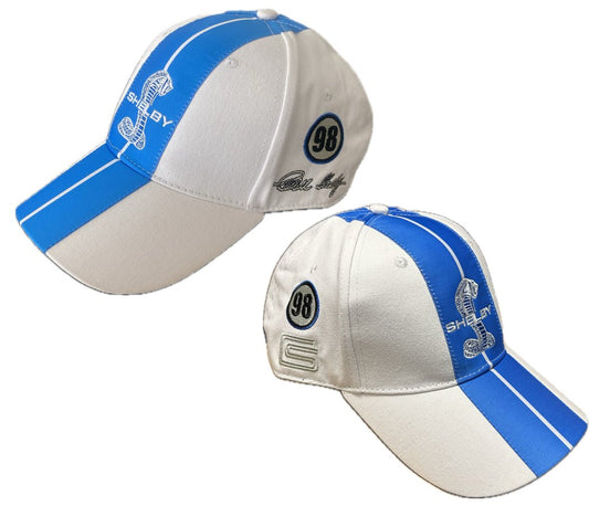 Shelby Cobra Official White with Blue Stripes Hat - Rapid Vehicles