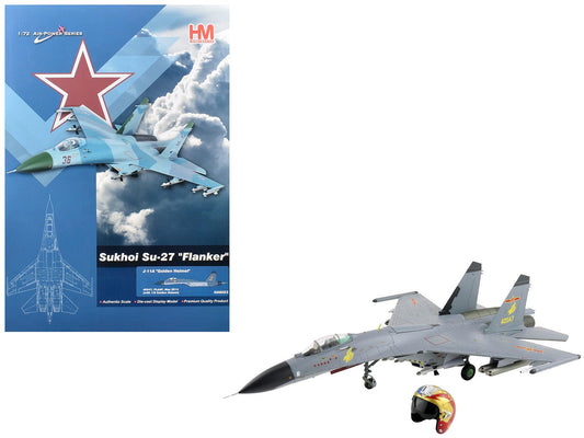 Shenyang J - 11A Fighter Aircraft "40547 Golden Helmet" (2014) People's Liberation Army Air Force with 1/8 Scale Golden Helmet "Air Power Series" 1/72 Diecast Model by Hobby Master free shipping USA - Rapid Vehicles