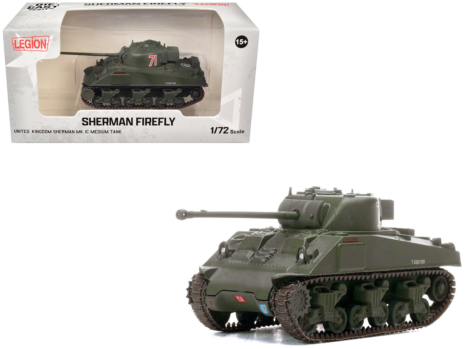 Sherman Firefly Mk.VC Medium Tank "Carole C Squadron 13th/18th Royal Hussars (Queen Mary’s Own) 27th Armoured Brigade Normandy" (1944) British Army 1/72 Diecast Model by Legion free shipping USA - Rapid Vehicles