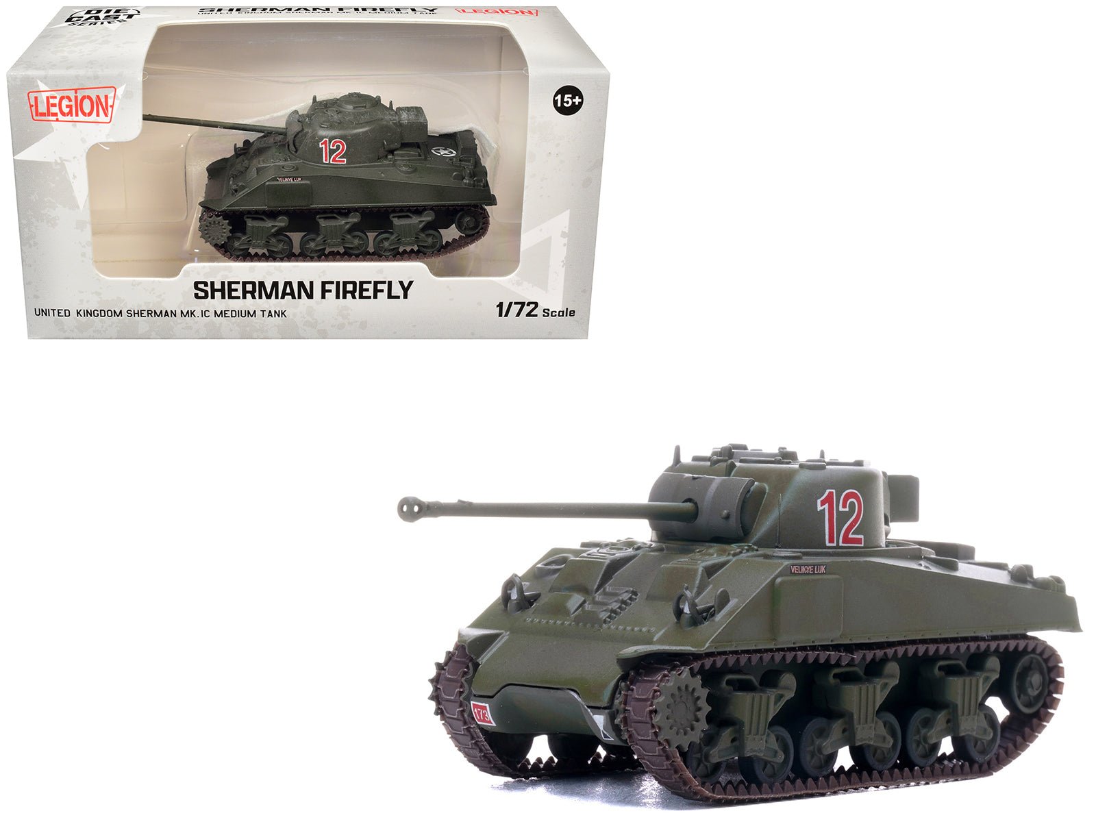 Sherman Firefly Mk.VC Medium Tank "Velikye Luki A Squadron 1st Northamptonshire Yeomanry 33rd Armoured Brigade Normandy" (1944) British Army 1/72 Diecast Model by Legion free shipping USA - Rapid Vehicles