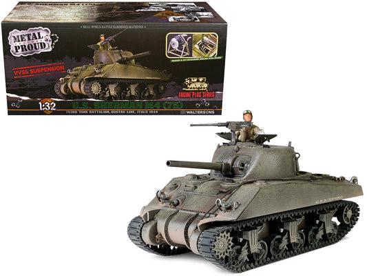 Sherman M4 (75) Medium Tank U.S. "753th Tank Battalion Gustav Line Italy" (1944) "Engine Plus" Series 1/32 Diecast Model by Metal Proud free shipping USA - Rapid Vehicles