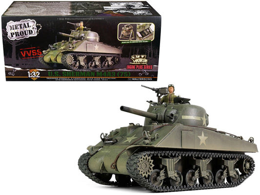 Sherman M4A3 (75) Medium Tank U.S. "Training vehicle C Company 10th Tank Battalion 5th Armored Division New York" (1943) "Engine Plus" Series 1/32 Diecast Model by Metal Proud free shipping USA - Rapid Vehicles