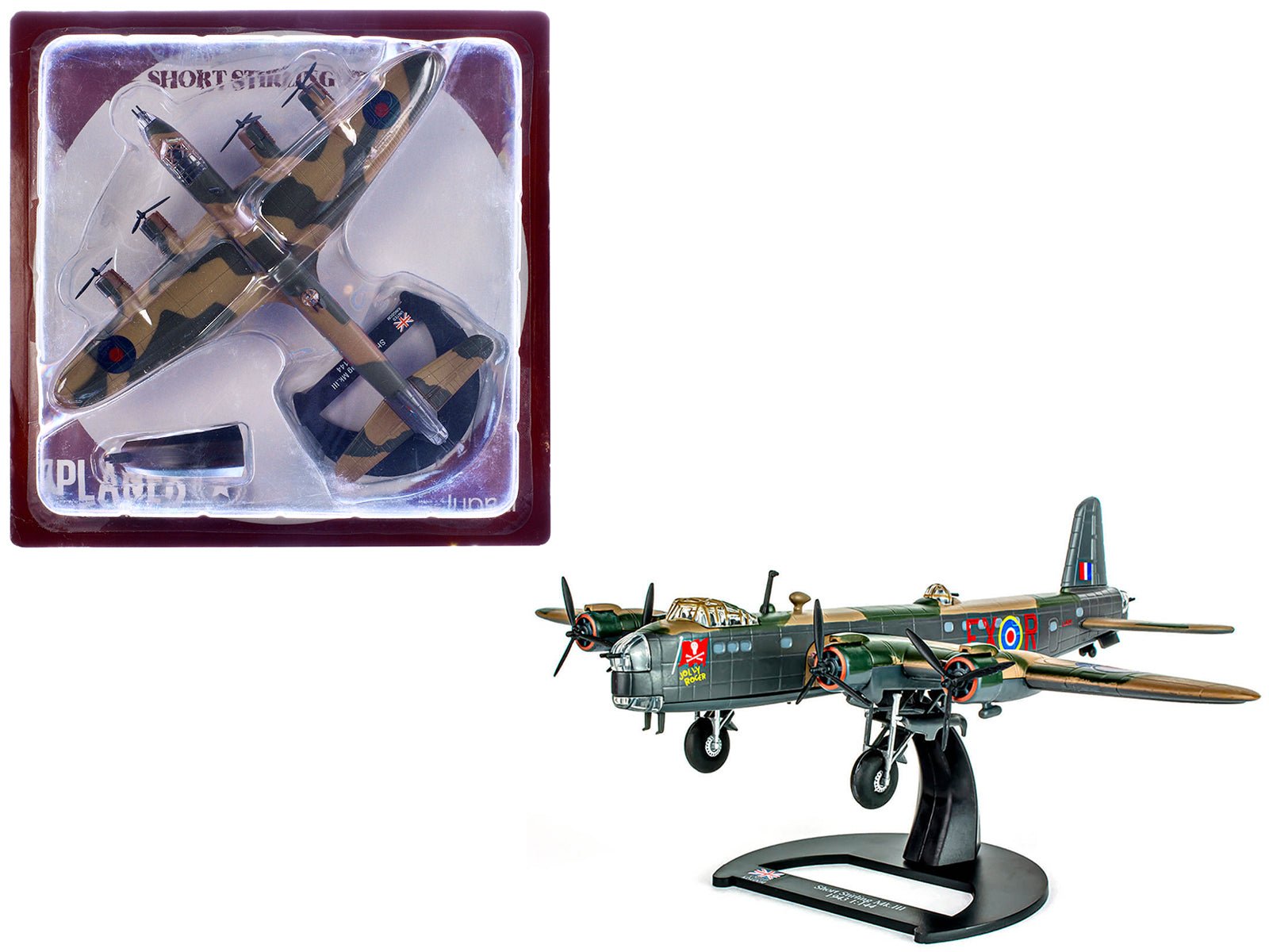 Short Stirling Mk.III Aircraft "Jolly Roger No. 199 Squadron 100 Group" (1943) British Royal Air Force "Planes of World War II" Series 1/144 Diecast Model Airplane by Luppa free shipping USA - Rapid Vehicles