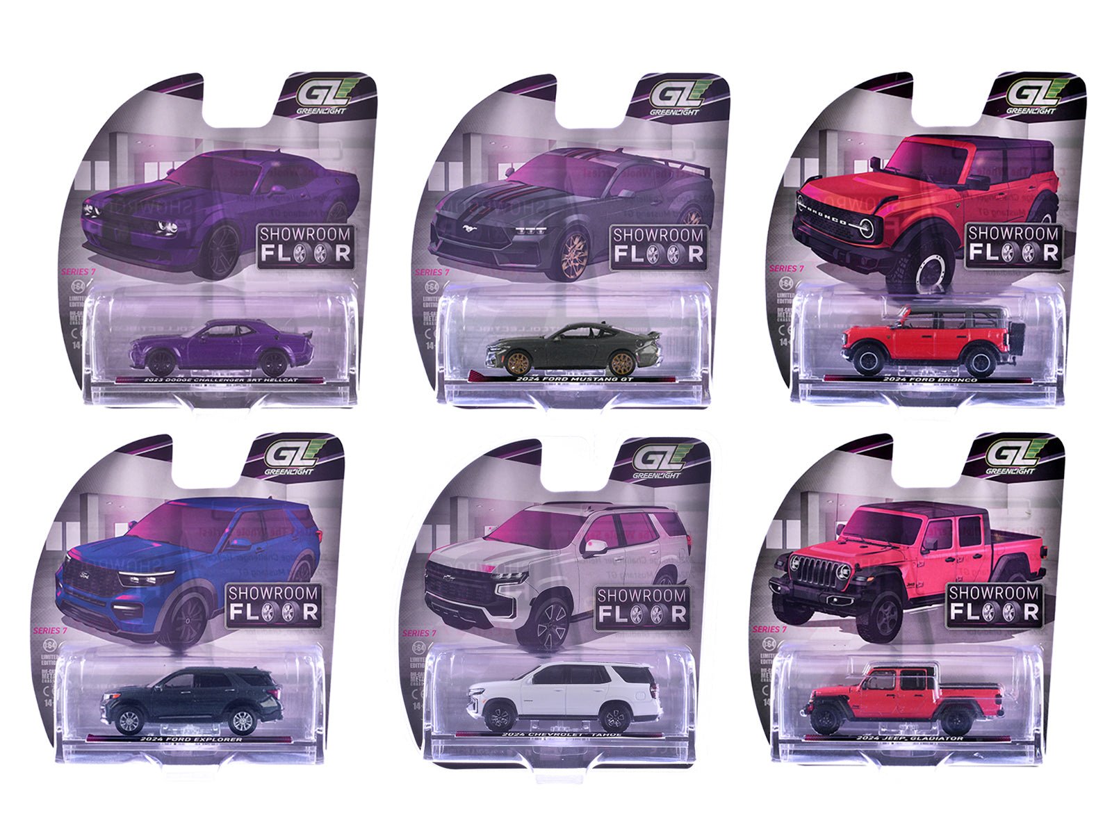 "Showroom Floor" Series 7 Set of 6 Cars 1/64 Diecast Model Cars by Greenlight free shipping USA - Rapid Vehicles