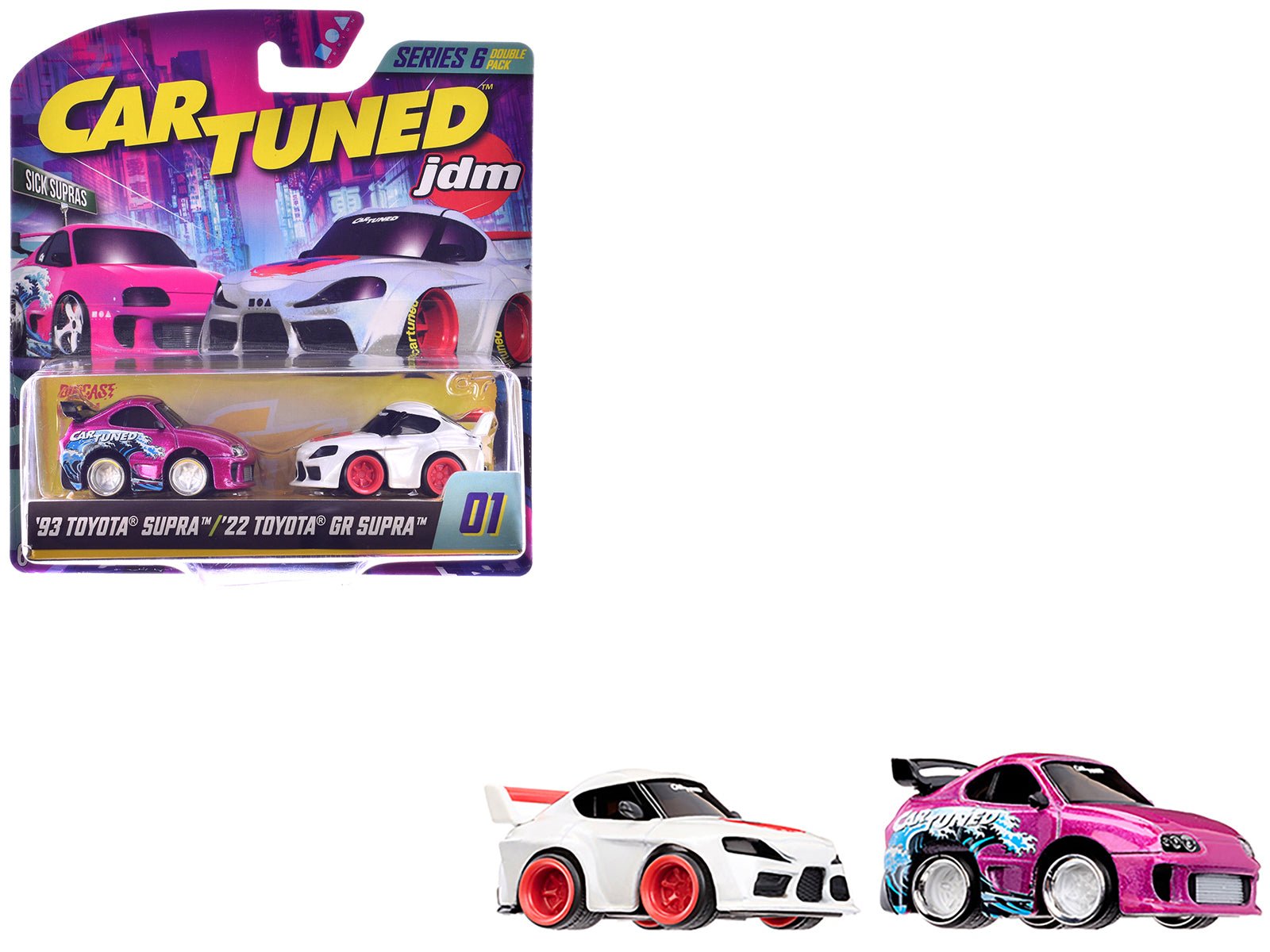 "Sick Supras" Series 6 Toyota Double Pack Set of 2 Cars Diecast Model Cars by CarTuned free shipping USA - Rapid Vehicles
