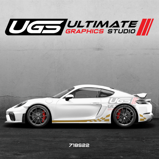 Side Checkered Flag Graphics for Porsche Models - Rapid Vehicles