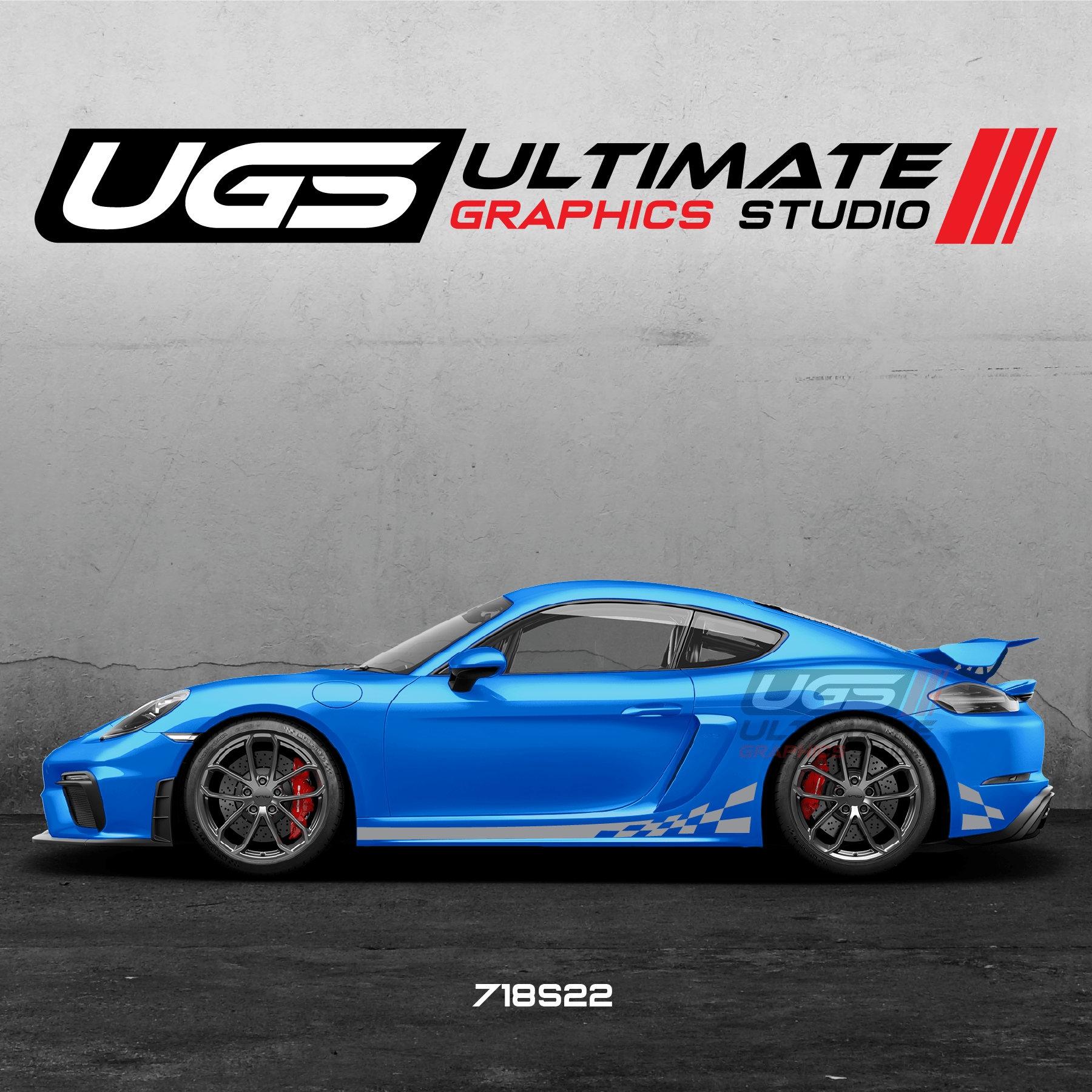 Side Checkered Flag Graphics for Porsche Models - Rapid Vehicles