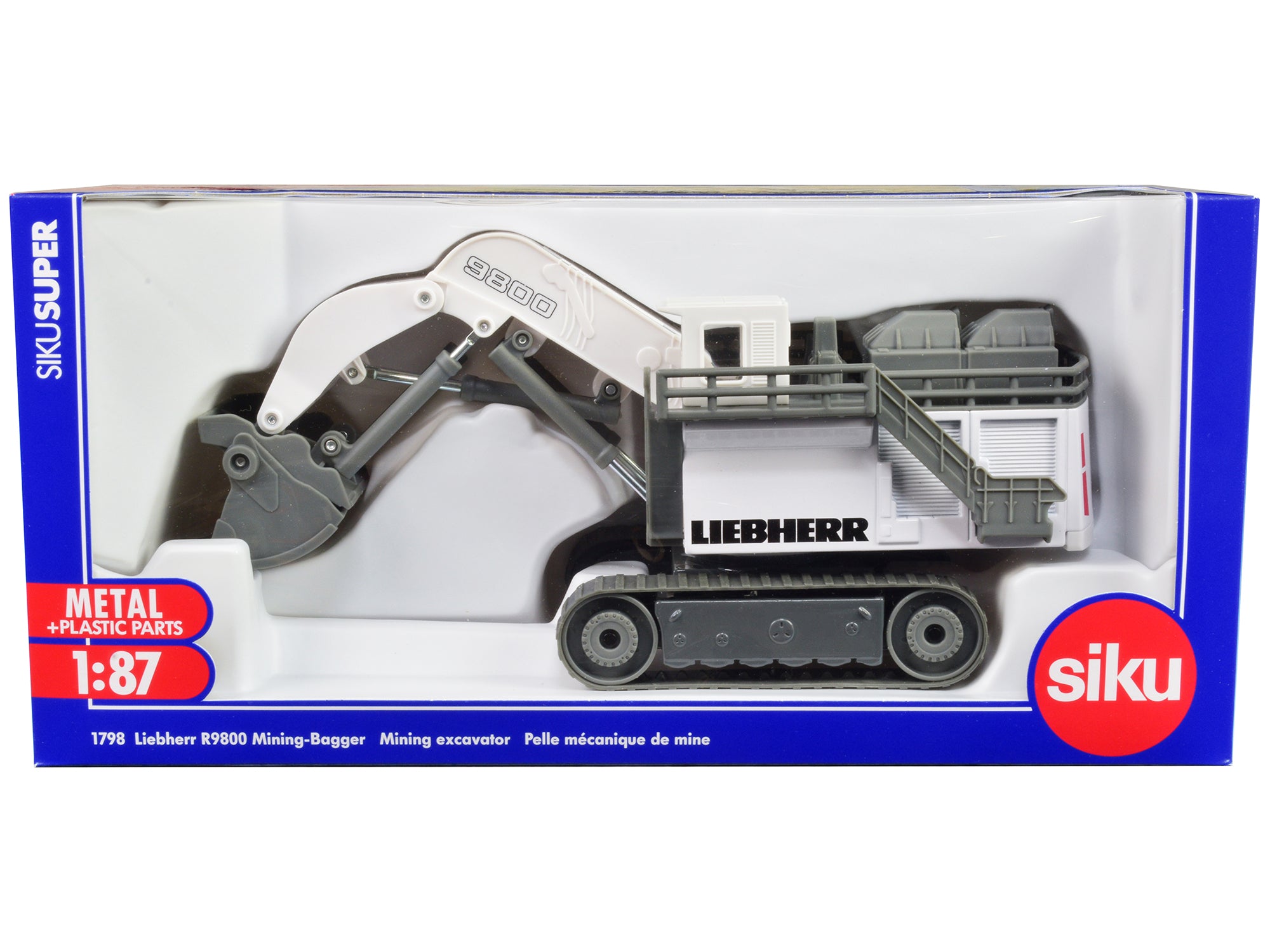 Liebherr R9800 Mining Excavator White and Gray 1/87 (HO) Diecast Model by Siku free shipping USA