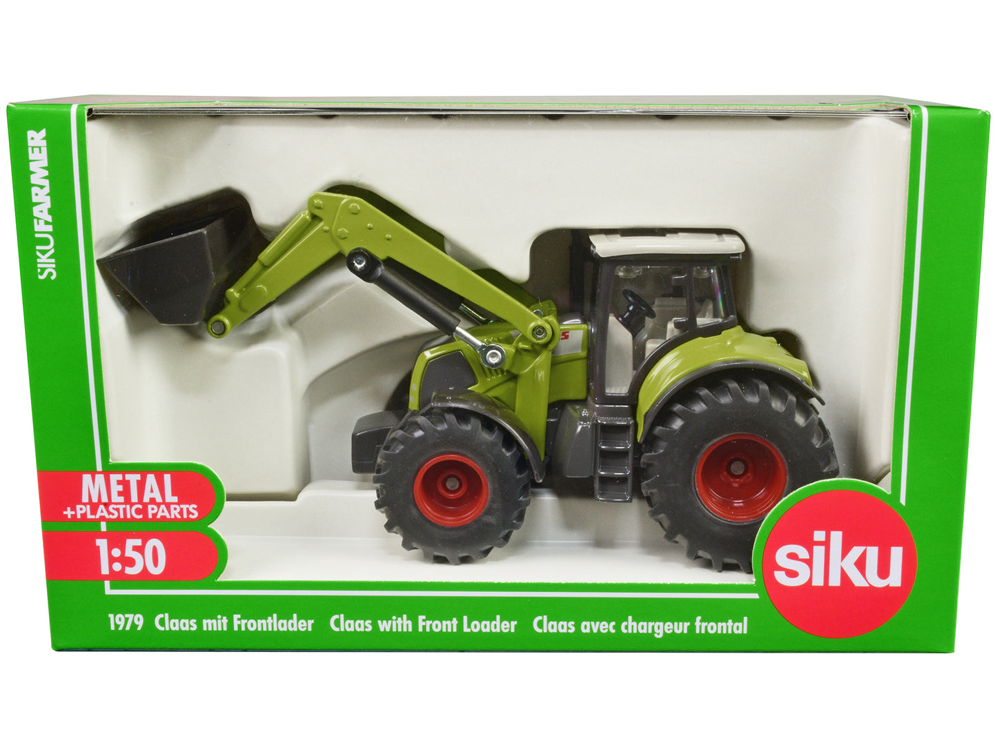 Claas Axion 850 Tractor with Front Loader Green with Gray Top 1/50 Diecast Model by Siku  free shipping USA