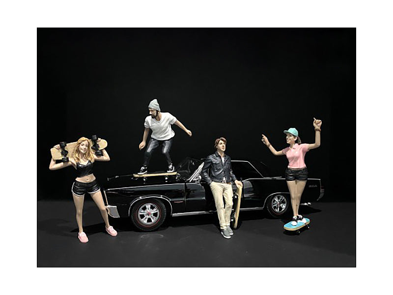 Skateboarders Figurines 4 piece Set for 1/24 Scale Models by American Diorama free shipping USA