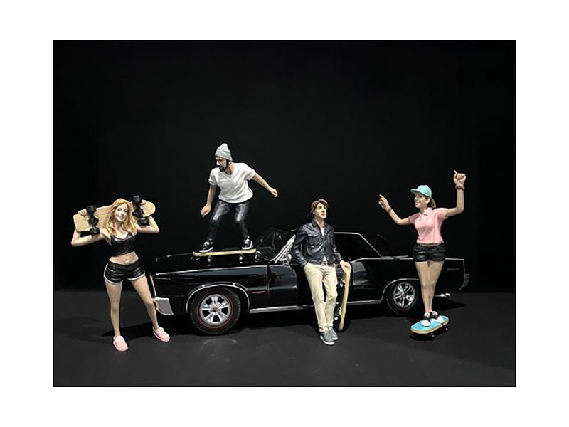 Skateboarders Figurines 4 piece Set for 1/24 Scale Models by American Diorama free shipping USA - Rapid Vehicles