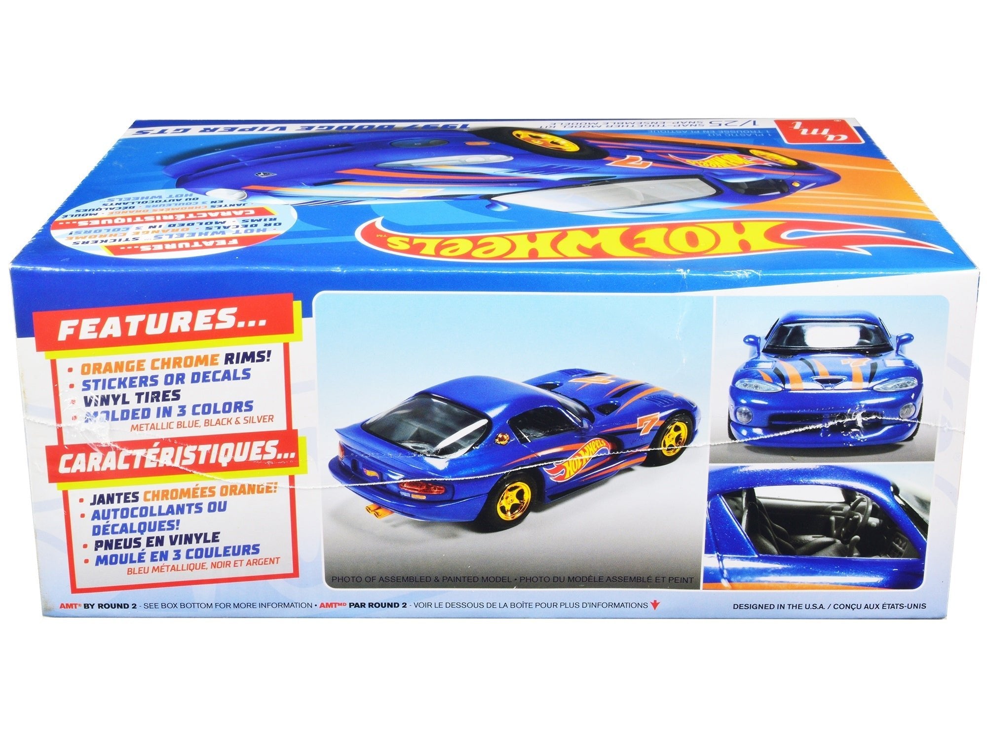 Skill 1 Snap Model Kit 1997 Dodge Viper GTS "Hot Wheels" 1/25 Scale Model by AMT - Rapid Vehicles