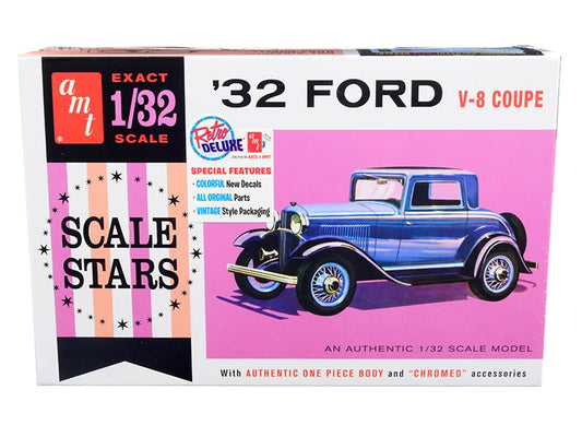 Skill 2 Model Kit 1932 Ford V-8 Coupe "Scale Stars" 1/32 Scale Model by AMT free shipping USA - Rapid Vehicles