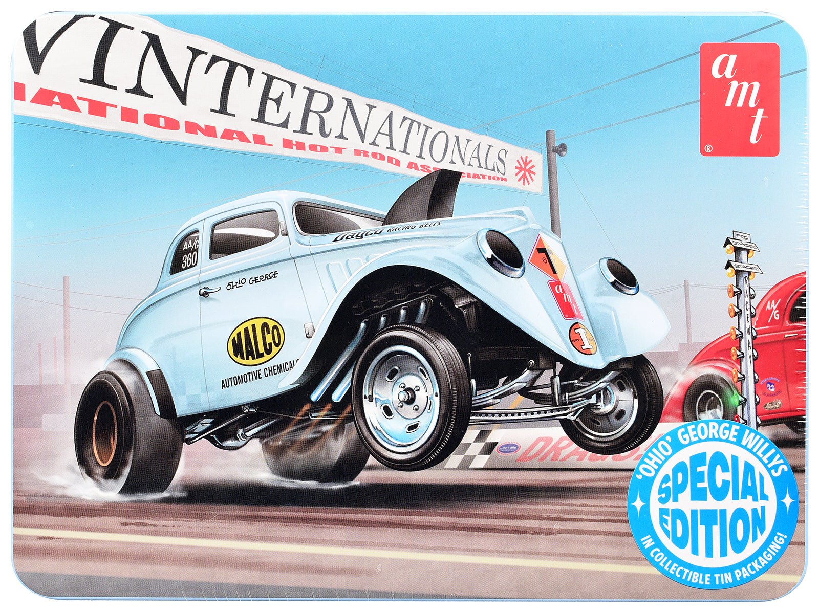 Skill 2 Model Kit 1933 Willys Gasser "Ohio George" with Collectible Tin Packaging 1/25 Scale Model by AMT free shipping USA - Rapid Vehicles