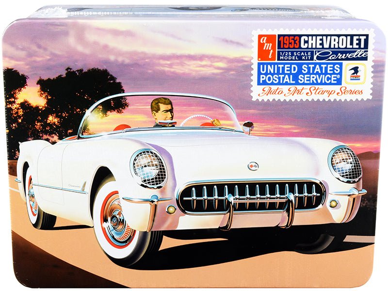 Skill 2 Model Kit 1953 Chevrolet Corvette "USPS" (United States Postal Service) Themed Collectible Tin 1/25 Scale Model by AMT free shipping USA - Rapid Vehicles