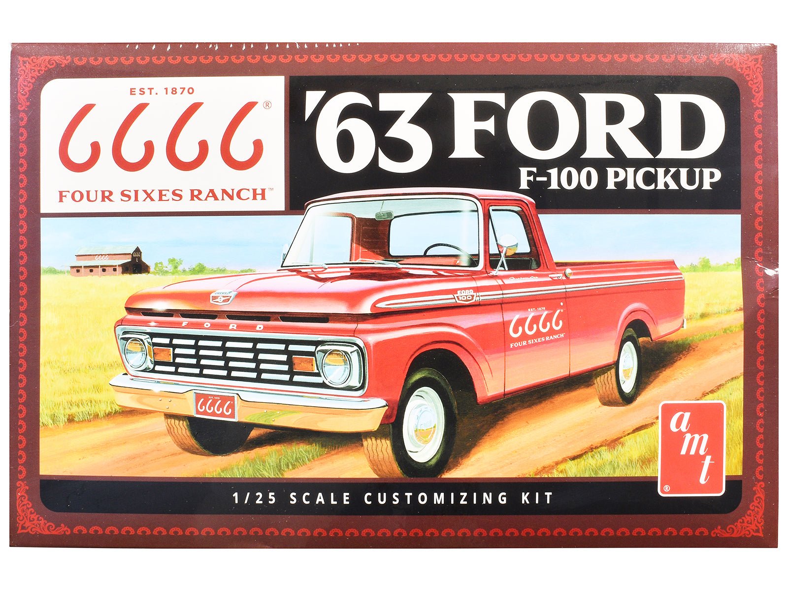 Skill 2 Model Kit 1963 Ford F - 100 Pickup Truck "Four Sixes Ranch" 3 - in - 1 Kit 1/25 Scale Model by AMT free shipping USA - Rapid Vehicles