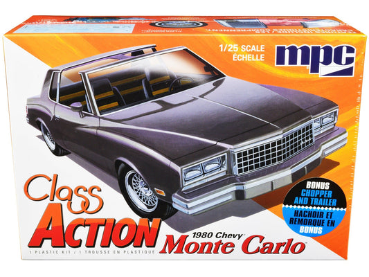 Skill 2 Model Kit 1980 Chevrolet Monte Carlo "Class Action" with Motorcycle and Trailer (Skill 2) 1/25 Scale Model Car by MPC free shipping USA - Rapid Vehicles