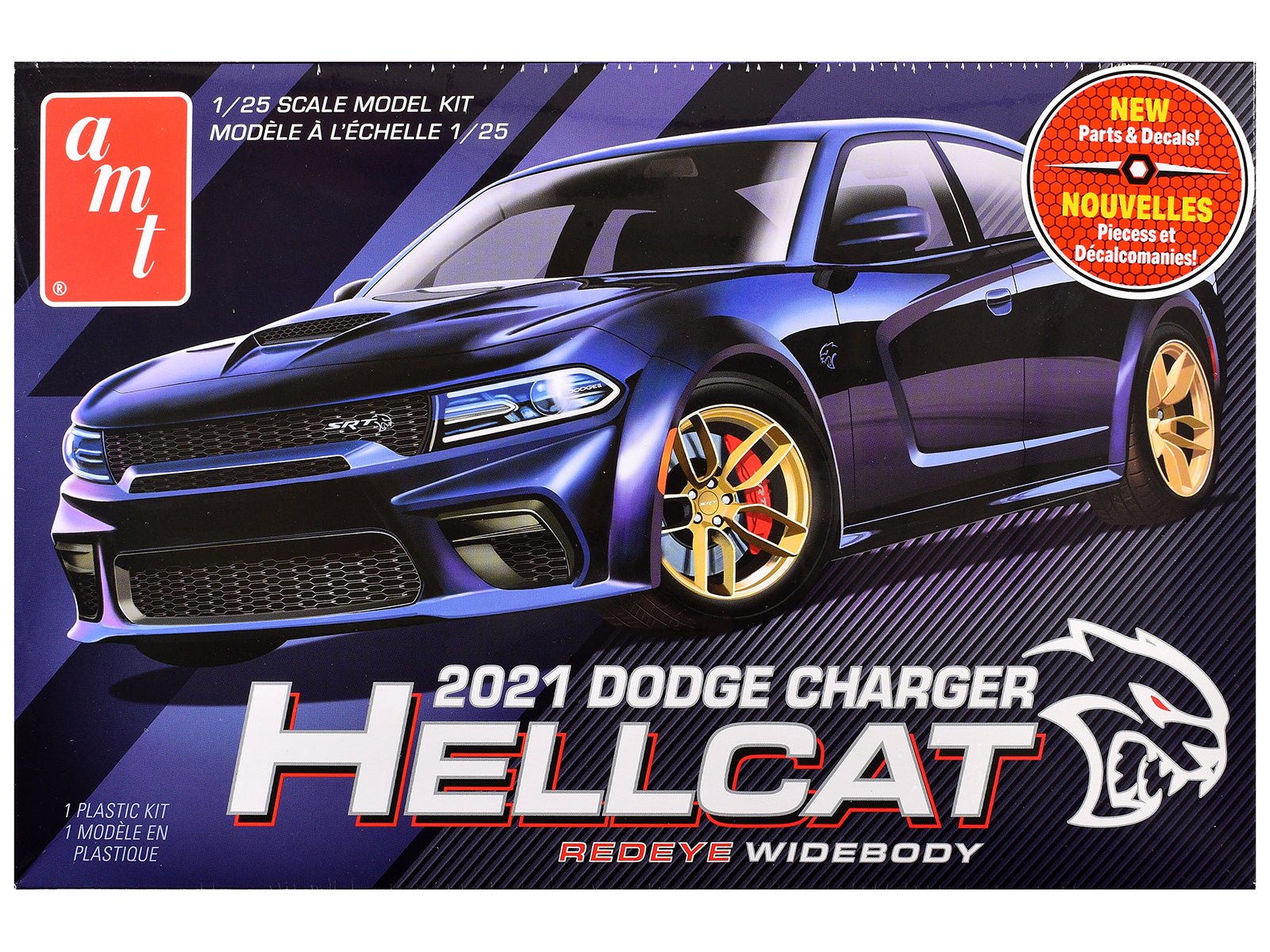 Skill 2 Model Kit 2021 Dodge Charger Hellcat Redeye Widebody 1/25 Scale Model by AMT free shipping USA - Rapid Vehicles