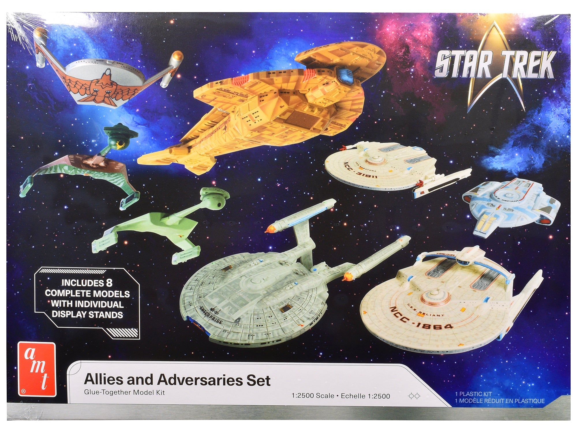 Skill 2 Model Kit Allies and Adversaries Space Ship Set "Star Trek" Franchise 1/2500 Scale Model by AMT free shipping USA - Rapid Vehicles