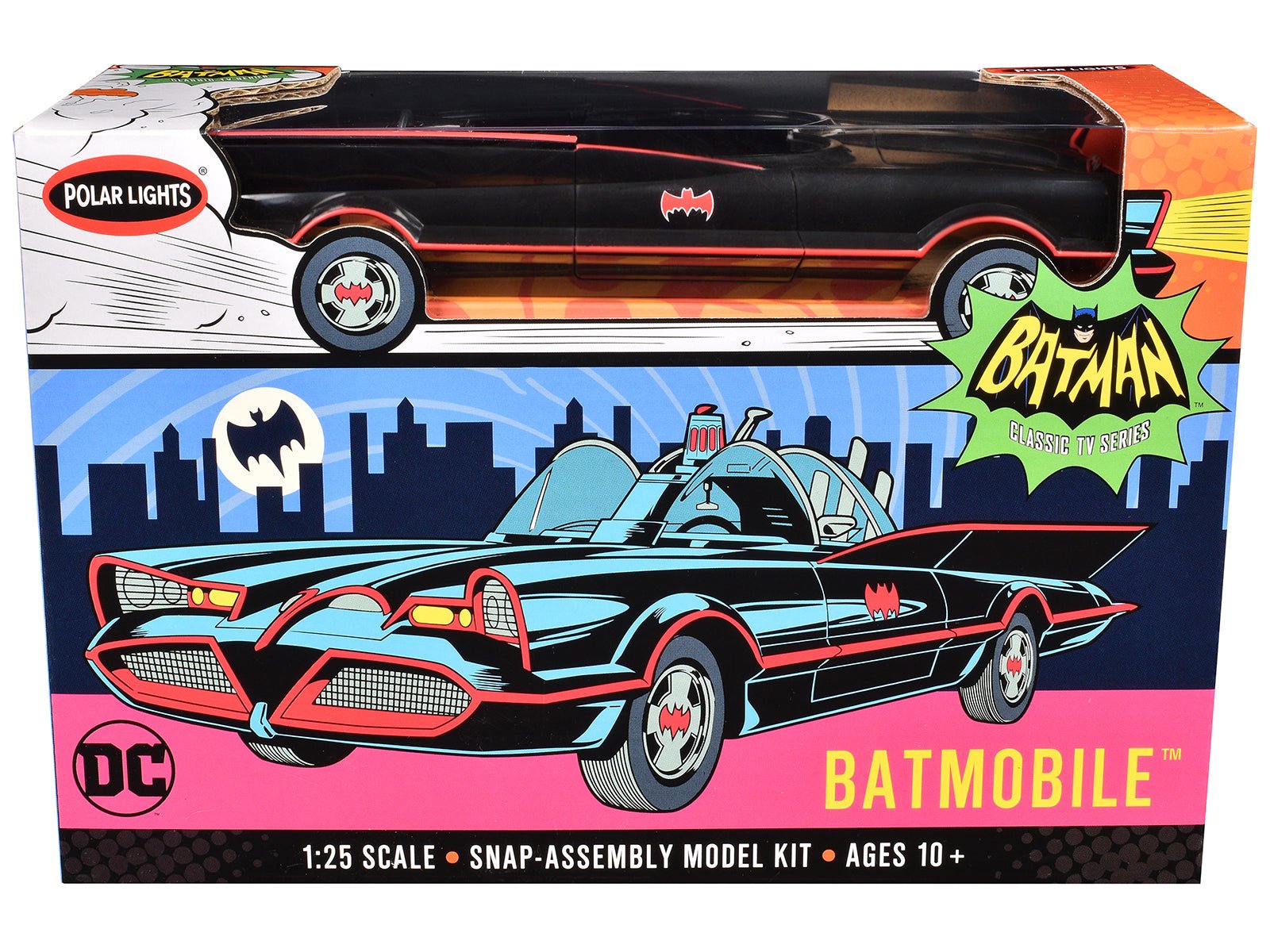 Skill 2 Model Kit Batmobile "Batman" (1966 - 1968) TV Series 1/25 Scale Model by Polar Lights free shipping USA - Rapid Vehicles