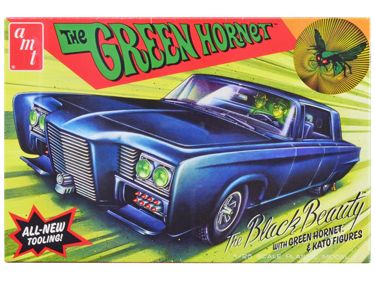 Skill 2 Model Kit Black Beauty "The Green Hornet" (1966–1967) TV Series with Green Hornet and Kato Figures 1/25 Scale Model by AMT free shipping USA - Rapid Vehicles