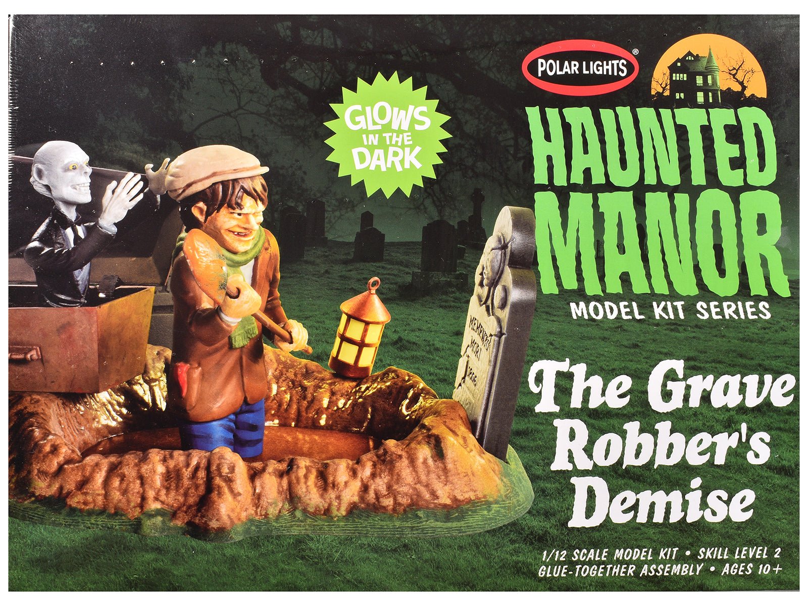 Skill 2 Model Kit Haunted Manor "The Grave Robber's Demise" Diorama Set 1/12 Scale Model by Polar Lights free shipping USA - Rapid Vehicles