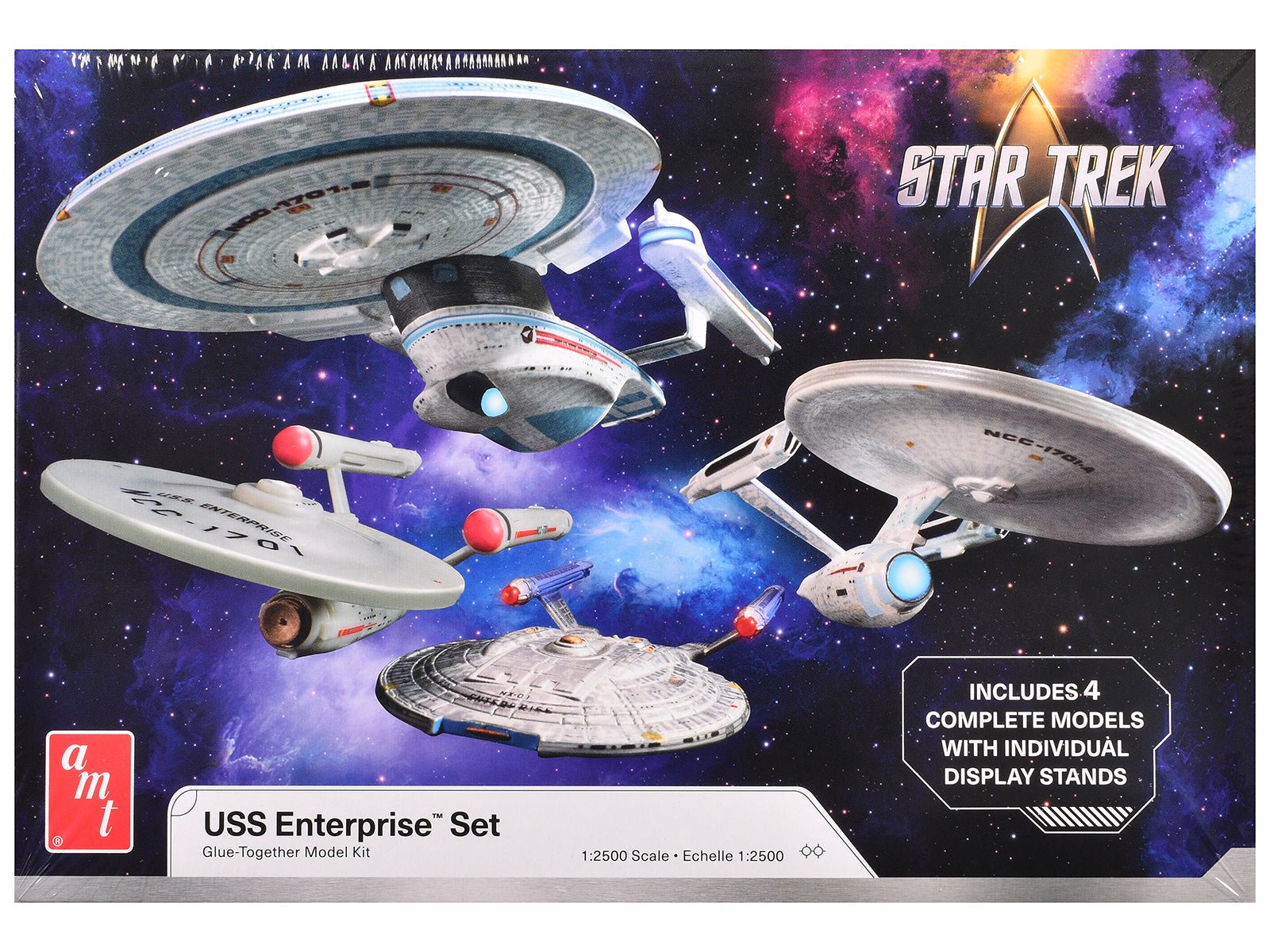 Skill 2 Model Kit U.S.S. Enterprise Four Ship Set "Star Trek" 1/2500 Scale Model by AMT free shipping USA - Rapid Vehicles