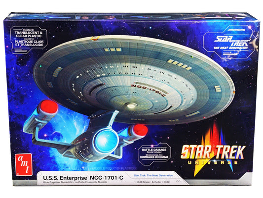 Skill 2 Model Kit U.S.S. Enterprise NCC - 1701 - C Space Ship "Star Trek: The Next Generation" (1987) TV Series 1/1400 Scale Model by AMT free shipping USA - Rapid Vehicles