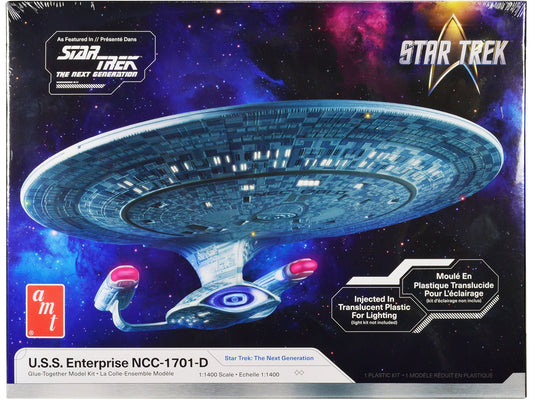 Skill 2 Model Kit U.S.S. Enterprise NCC - 1701 - D Space Ship "Star Trek: The Next Generation" (1987 - 1994) TV Series 1/1400 Scale Model by AMT free shipping USA - Rapid Vehicles
