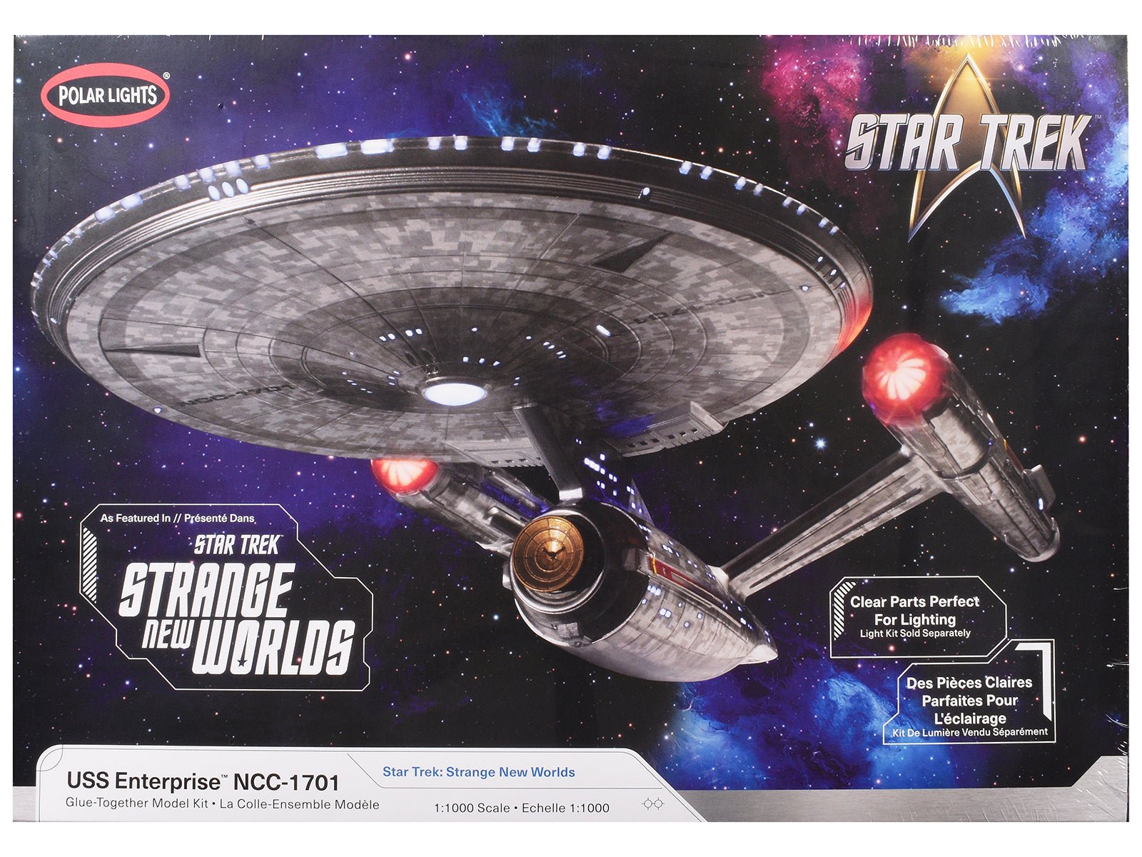 Skill 2 Model Kit USS Enterprise NCC - 1701 Spacecraft "Star Trek: Strange New Worlds" (2022 - Current) TV Series 1/1000 Scale Model by Polar Lights free shipping USA - Rapid Vehicles