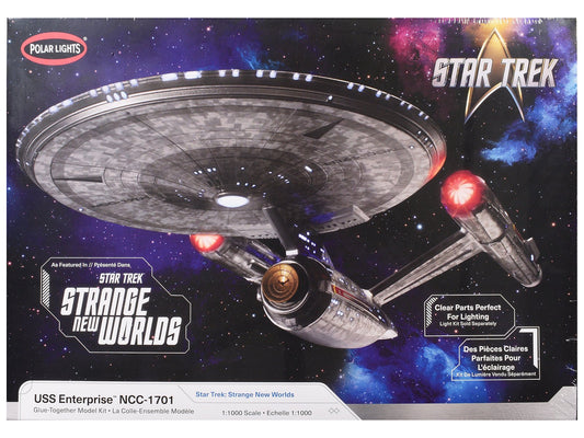 Skill 2 Model Kit USS Enterprise NCC - 1701 Spacecraft "Star Trek: Strange New Worlds" (2022 - Current) TV Series 1/1000 Scale Model by Polar Lights free shipping USA - Rapid Vehicles