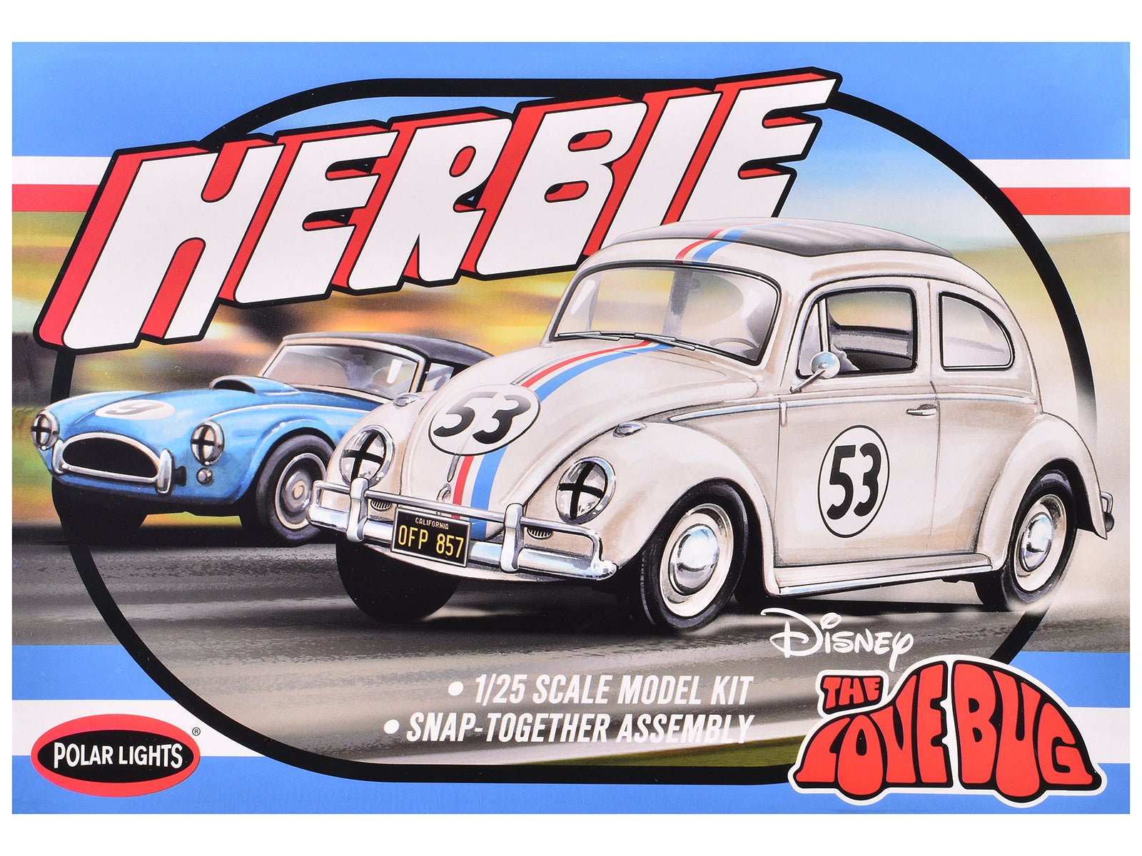 Skill 2 Model Kit Volkswagen Beetle Herbie "The Love Bug" (1969) Movie 1/25 Scale Model by Polar Lights free shipping USA - Rapid Vehicles