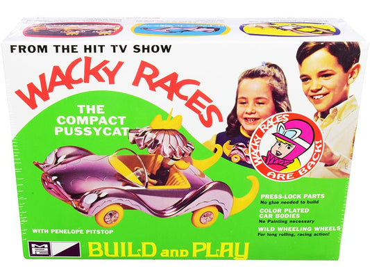 Skill 2 Snap Model Kit The Compact Pussycat with Penelope Pitstop Figurine "Wacky Races" (1968) TV Series 1/25 Scale Model by MPC free shipping USA - Rapid Vehicles