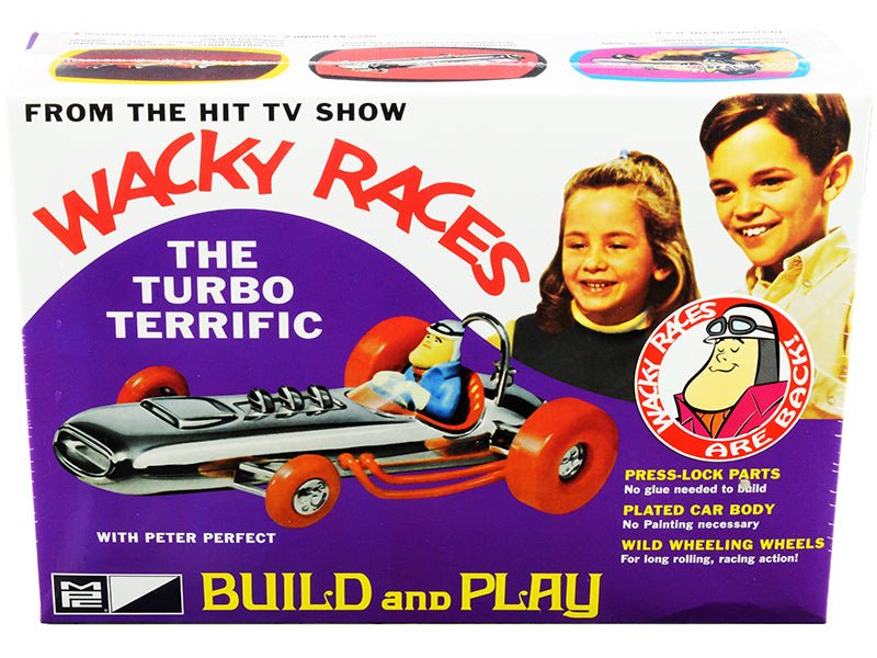 Skill 2 Snap Model Kit The Turbo Terrific with Peter Perfect Figurine "Wacky Races" (1968) TV Series 1/25 Scale Model by MPC free shipping USA - Rapid Vehicles