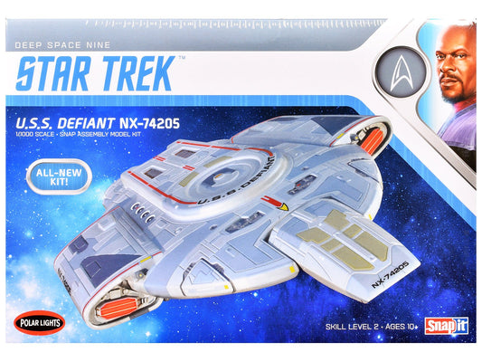 Skill 2 Snap Model Kit USS Defiant NX - 74205 Starship "Star Trek: Deep Space Nine" (1993 - 1999) TV Series 1/1000 Scale Model by Polar Lights free shipping USA - Rapid Vehicles