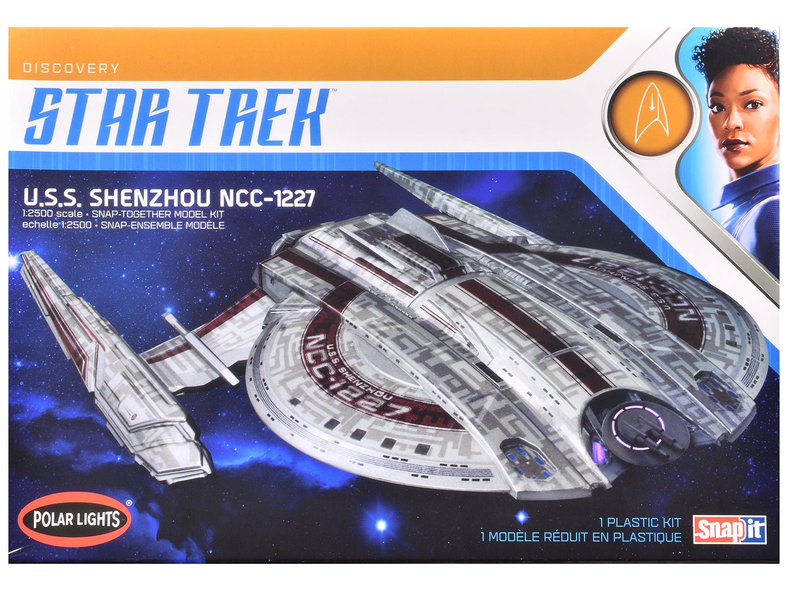 Skill 2 Snap Model Kit U.S.S. Shenzhou NCC - 1227 Spacecraft "Star Trek: Discovery" (2017 - 2024) TV Series 1/2500 Scale Model by Polar Lights free shipping USA - Rapid Vehicles