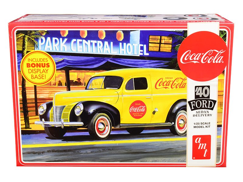 Skill 3 Model Kit 1940 Ford Sedan Delivery Van "Coca - Cola" with Display Base 1/25 Scale Model by AMT free shipping USA - Rapid Vehicles