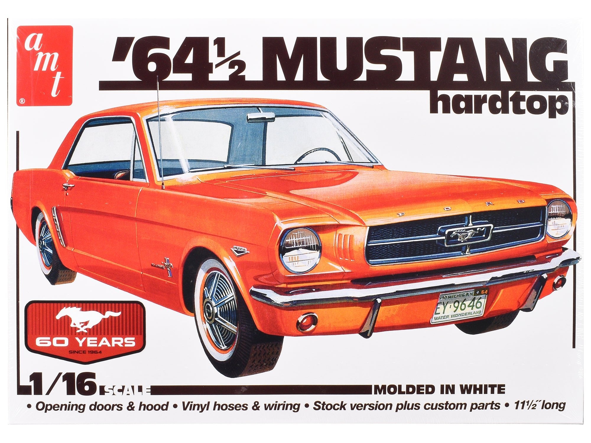 Skill 3 Model Kit 1964 1/2 Ford Mustang Coupe 60th Anniversary 1/16 Scale Model by AMT free shipping USA - Rapid Vehicles