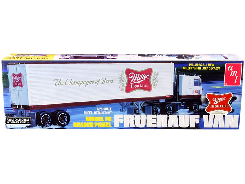 Skill 3 Model Kit Fruehauf FB Beaded Panel Van Trailer "Miller" 1/25 Scale Model by AMT free shipping USA - Rapid Vehicles