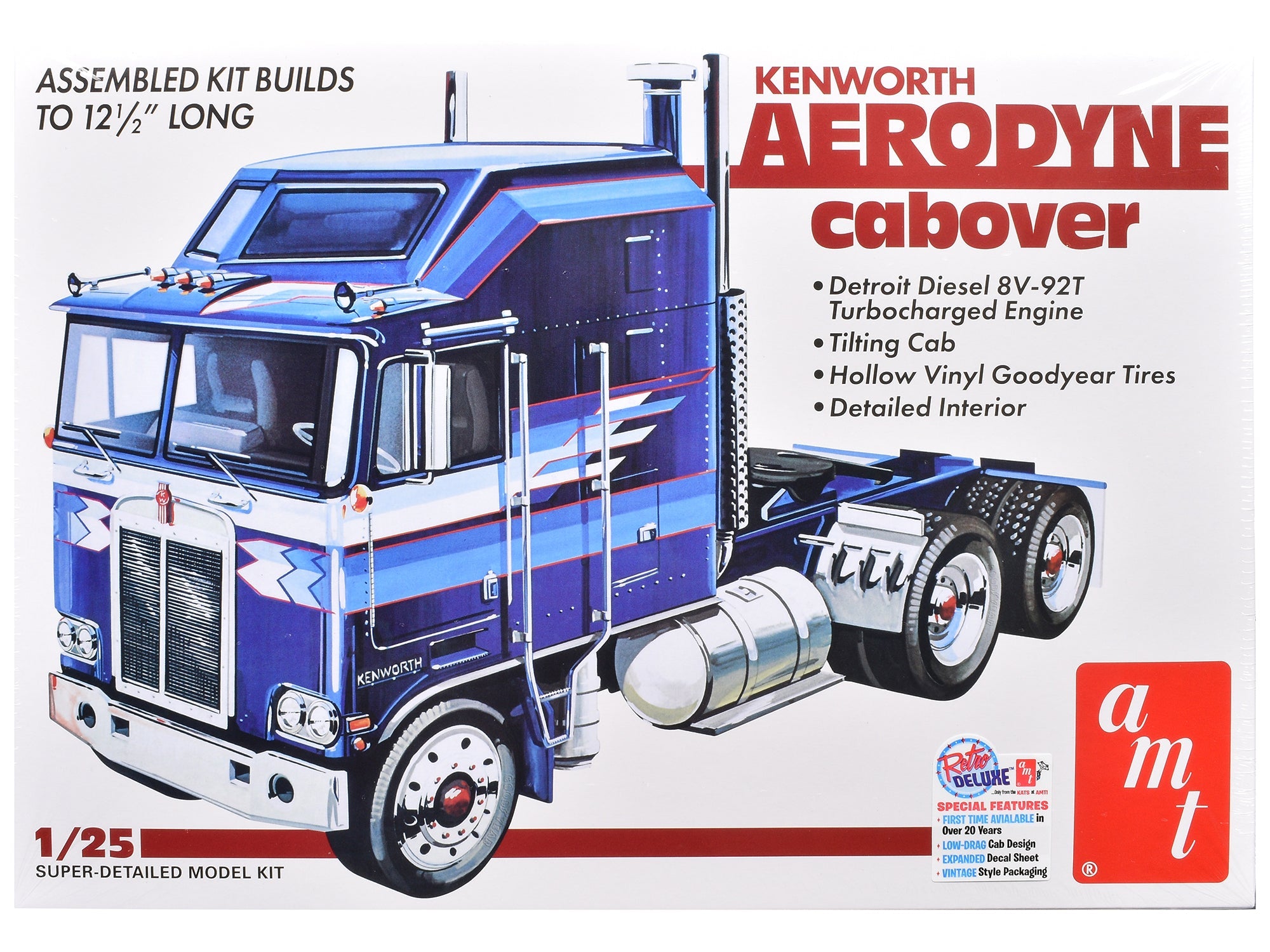 Skill 3 Model Kit Kenworth Aerodyne Cabover Truck Tractor 1/25 Scale Model by AMT free shipping USA - Rapid Vehicles