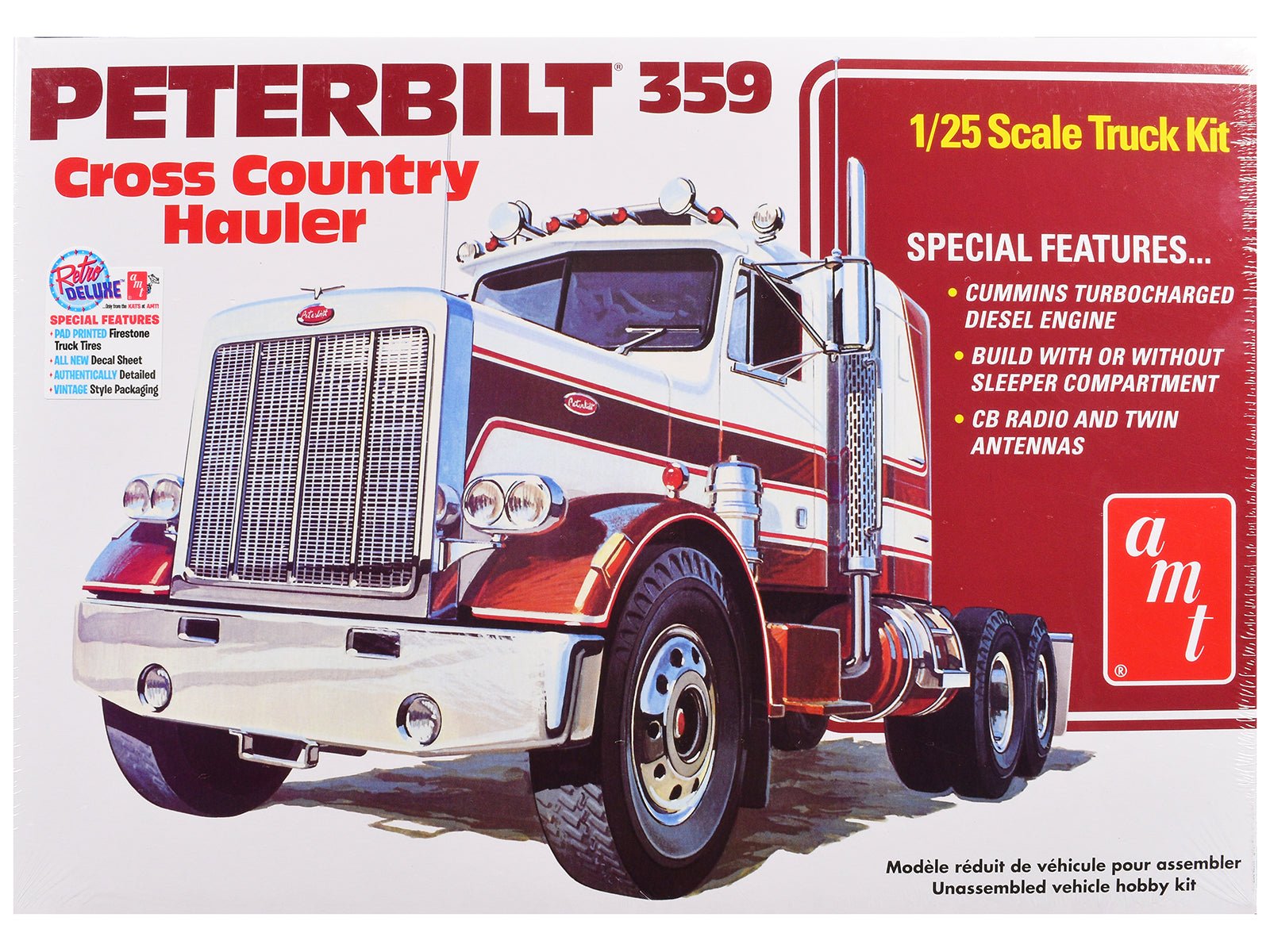 Skill 3 Model Kit Peterbilt 359 "Cross Country Hauler" 1/25 Scale Model by AMT free shipping USA - Rapid Vehicles