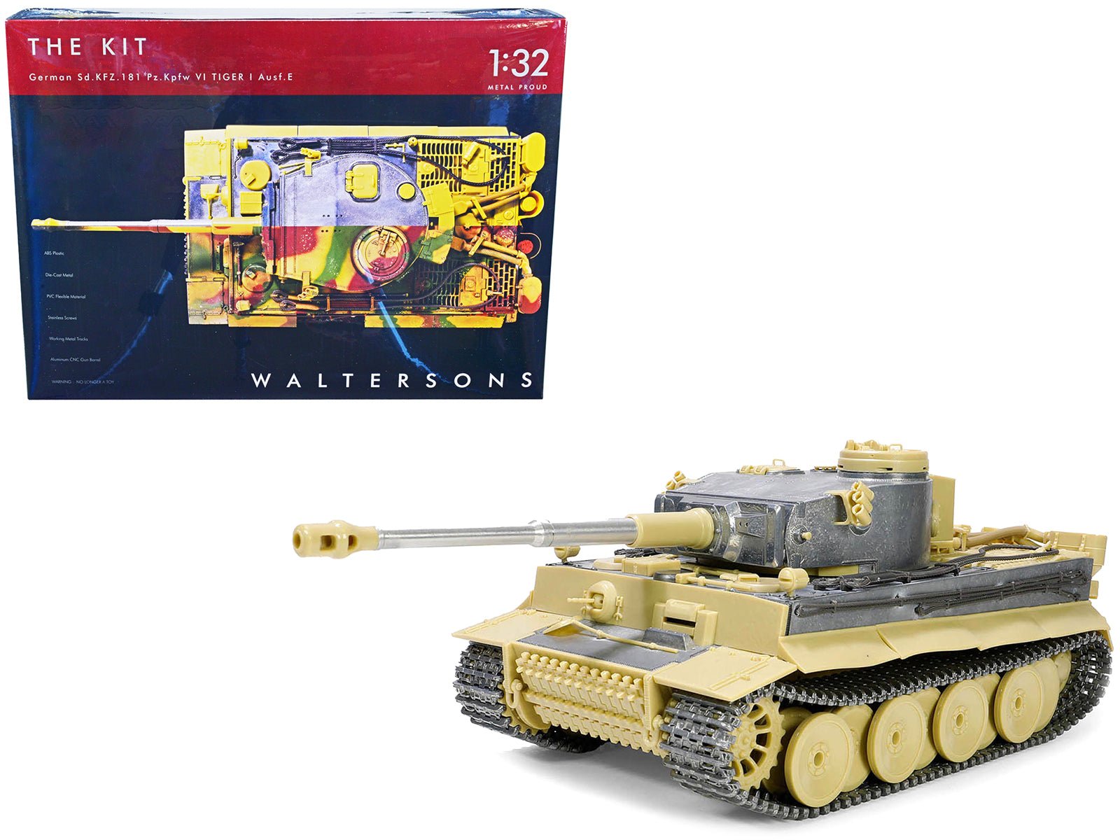 Skill 4 Model Kit German Sd.Kfz.181 Pz.Kpfw VI Tiger I (Early Production Model) Heavy Tank "Schwere Panzerabteilung 505 No. 100 Kursk" (July 1943) 1/32 Scale Model by Metal Proud free shipping USA - Rapid Vehicles