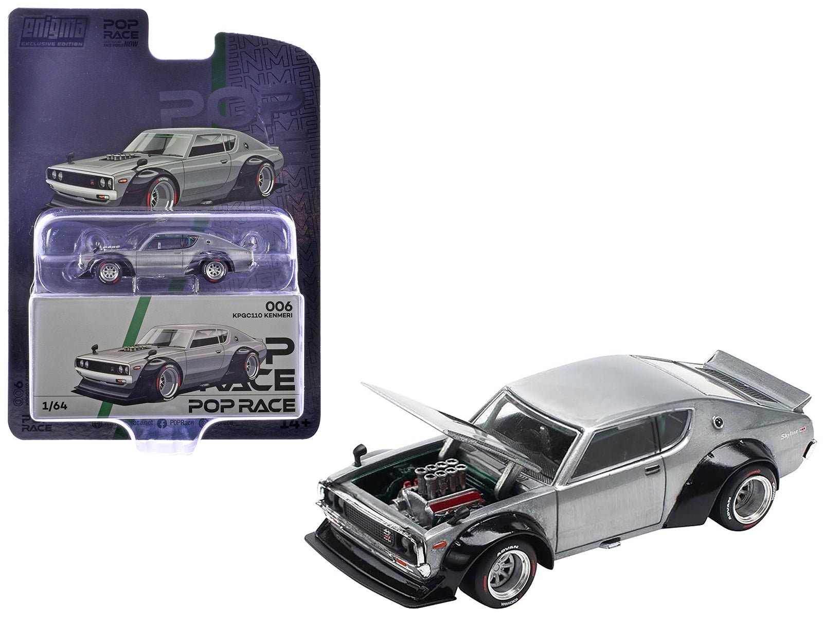 Skyline KPGC110 "Kenmeri" RHD (Right Hand Drive) Raw Metal "Enigma Exclusive Edition" 1/64 Diecast Model Car by Pop Race free shipping USA - Rapid Vehicles