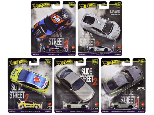 "Slide Street 2" 5 piece Set "Car Culture" 2024 Series H Diecast Model Cars by Hot Wheels free shipping USA - Rapid Vehicles
