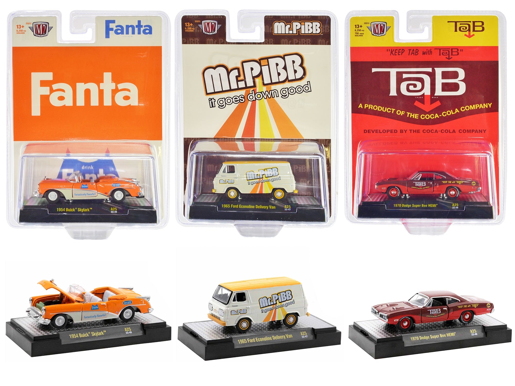 "Sodas" Set of 3 pieces Release 25 Limited Edition to 6250 pieces Worldwide 1/64 Diecast Model Cars by M2 Machines free shipping USA - Rapid Vehicles