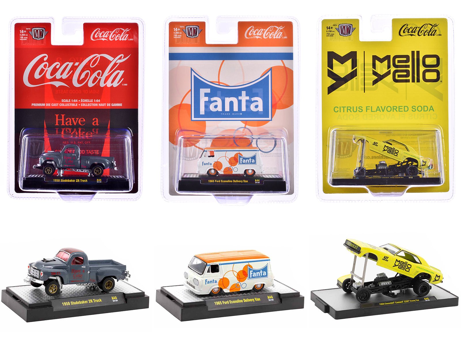 "Sodas" Set of 3 pieces Release 44 Limited Edition to 8250 pieces Worldwide 1/64 Diecast Model Cars by M2 Machines free shipping USA - Rapid Vehicles