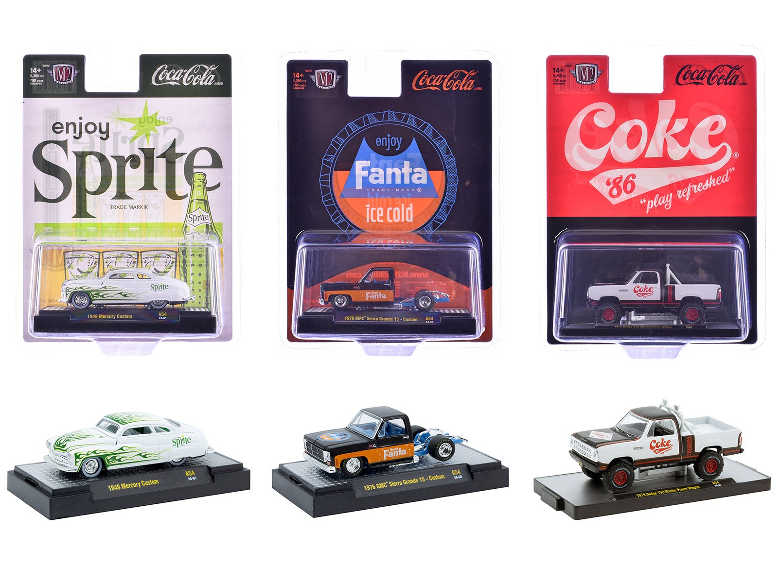 "Sodas" Set of 3 pieces Release 54 Limited Edition to 10000 pieces Worldwide 1/64 Diecast Model Cars by M2 Machines free shipping USA - Rapid Vehicles