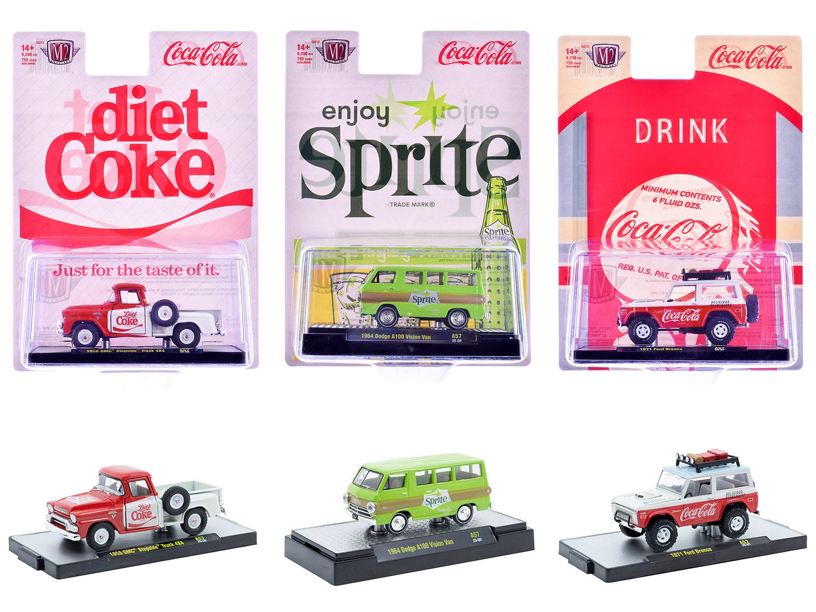 "Sodas" Set of 3 pieces Release 57 Limited Edition to 10000 pieces Worldwide 1/64 Diecast Model Cars by M2 Machines free shipping USA - Rapid Vehicles