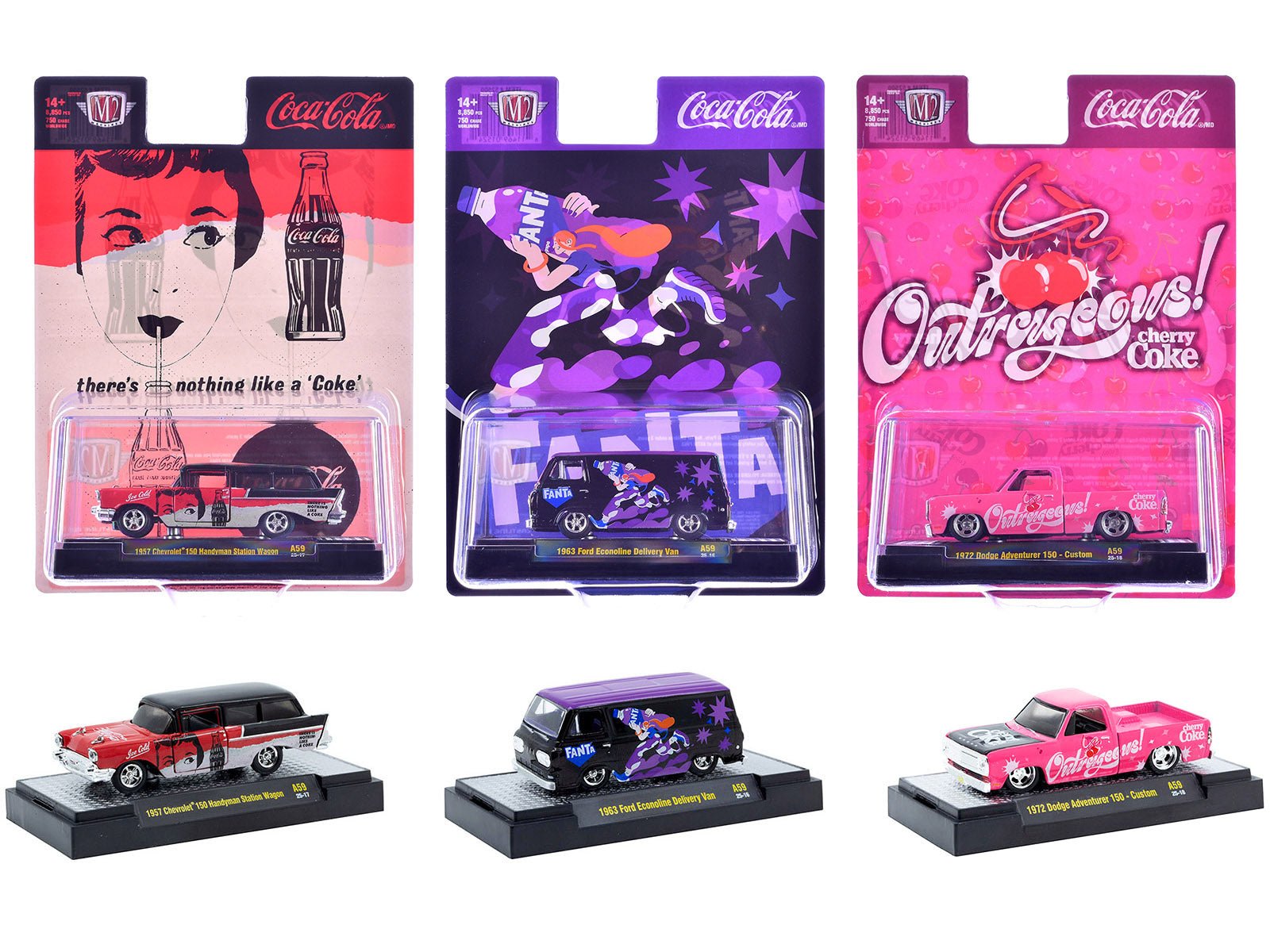 "Sodas" Set of 3 pieces Release 59 Limited Edition to 9600 pieces Worldwide 1/64 Diecast Model Cars by M2 Machines free shipping USA - Rapid Vehicles