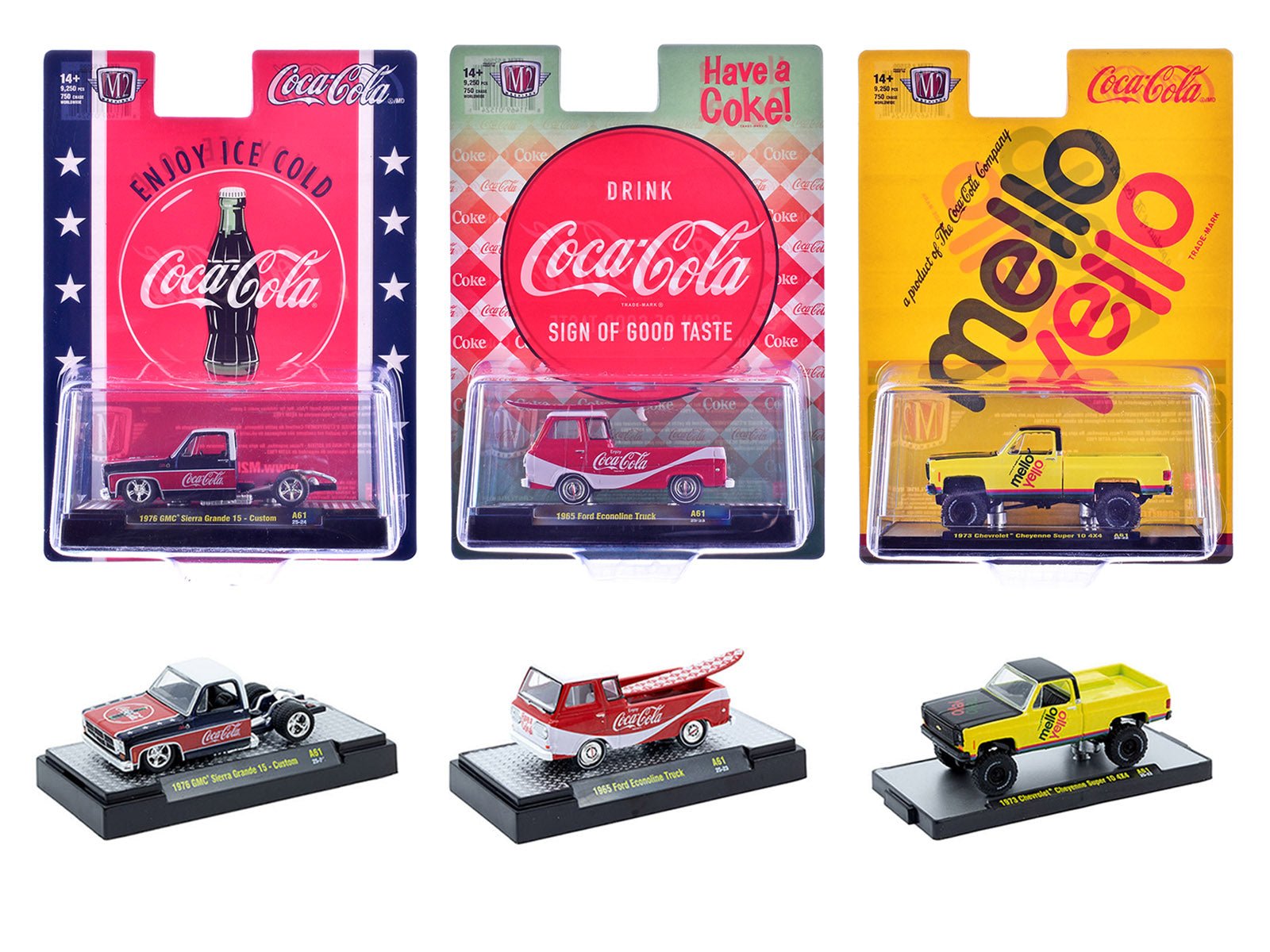 "Sodas" Set of 3 pieces Release 61 Limited Edition to 10000 pieces Worldwide 1/64 Diecast Model Cars by M2 Machines free shipping USA - Rapid Vehicles